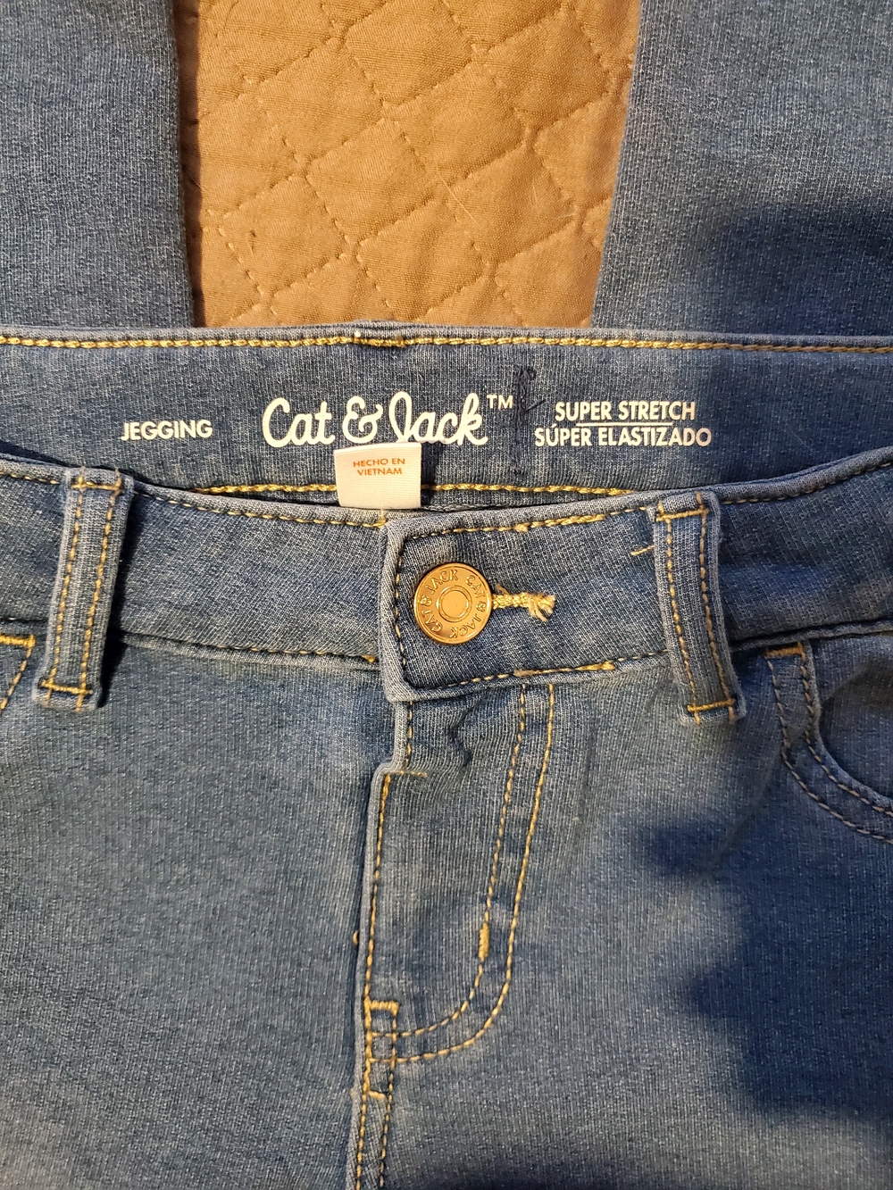 GIRLS Size 8 (m) Cat & Jack Denim Blue Jeggings with Gold Button - Picture 2 of 6